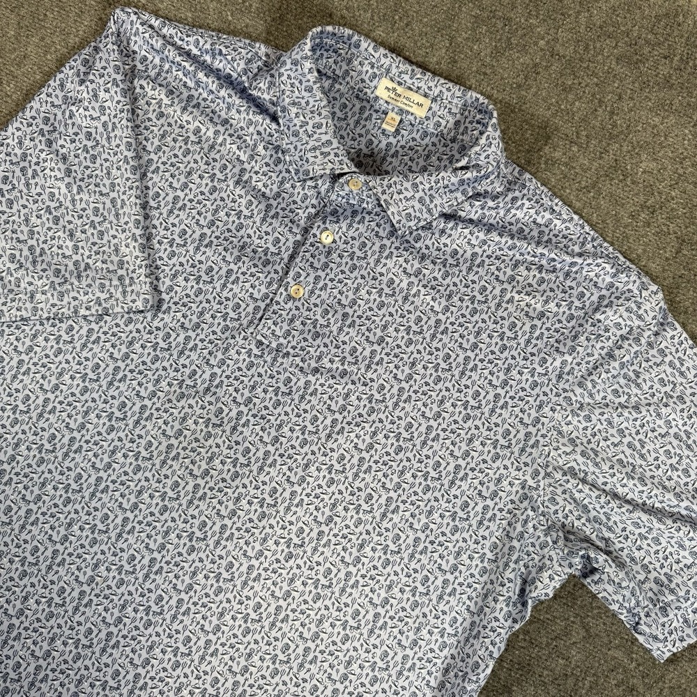 Peter Millar Polo Shirt Mens XL Summer Comfort Anchorman Stay Classy Stretch